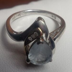Elegant Silver and 14k and Blue Gemstone Ring